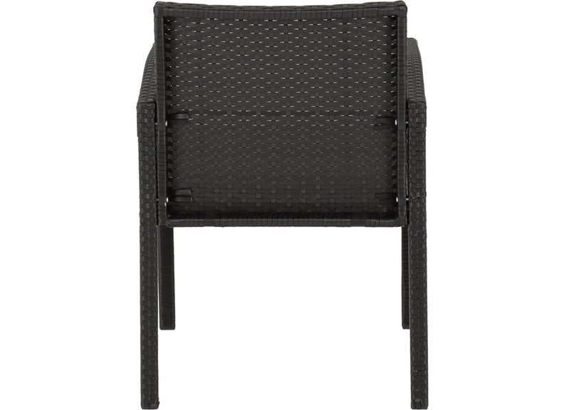 CEDAR 4 PIECE GARDEN SET BLACK RATTAN/GREY FABRIC/BLACK GLASS