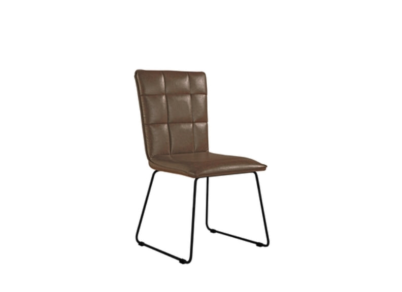 Brown Panel Back Faux Leather Dining Chair