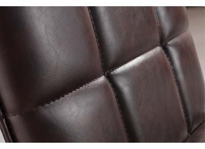 Brown Panel Back Faux Leather Dining Chair - detail