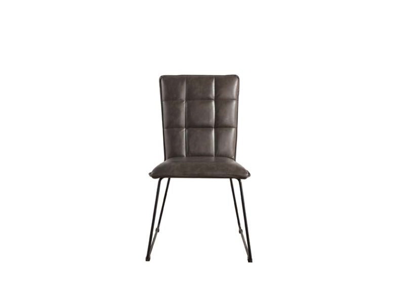 Grey Panel Back Faux Leather Dining Chair - front