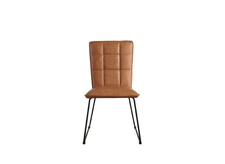 Tan Panel Back Faux Leather Dining Chair - front