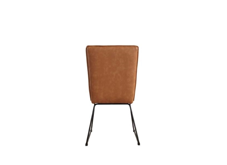 Tan Panel Back Faux Leather Dining Chair - rear