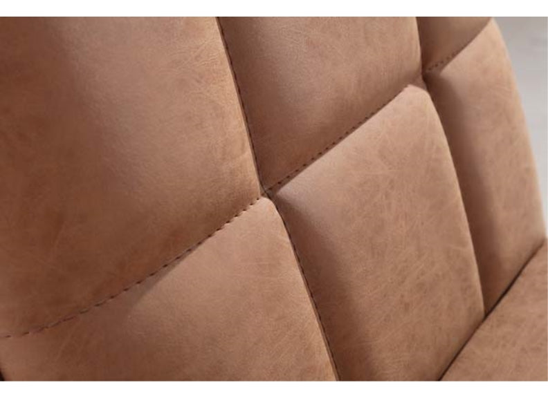 Tan Panel Back Faux Leather Dining Chair - detail