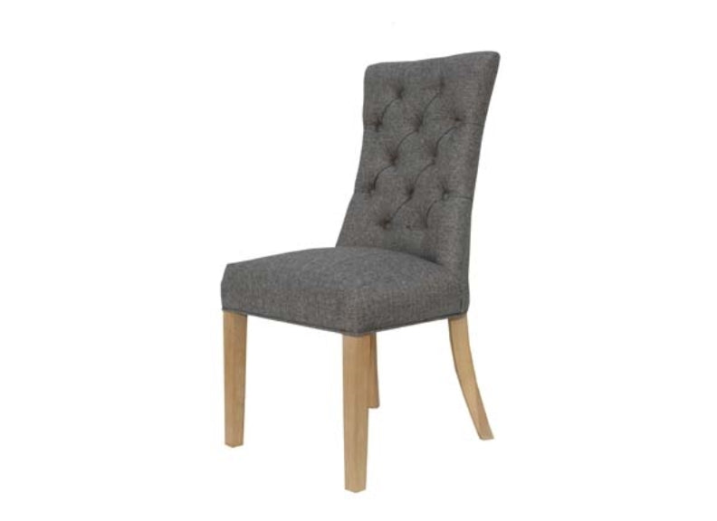 Curved Back Dark Grey Fabric Dining Chair - 1