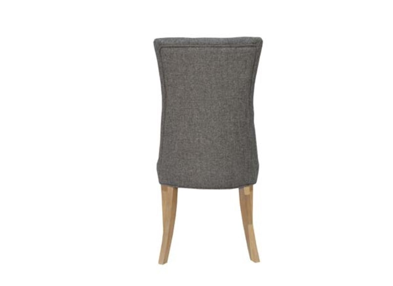 Curved Back Dark Grey Fabric Dining Chair - rear