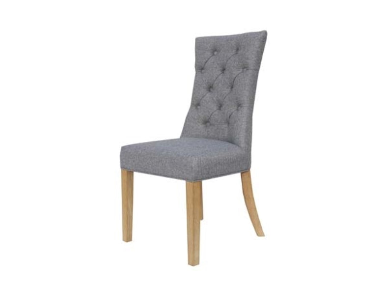 Curved Back Light Grey Fabric Dining Chair - 1