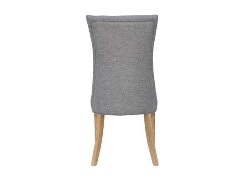Curved Back Light Grey Fabric Dining Chair - rear