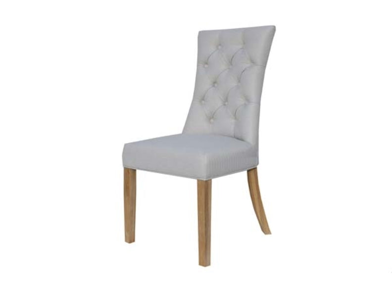 Curved Back Natural Fabric Dining Chair - 1