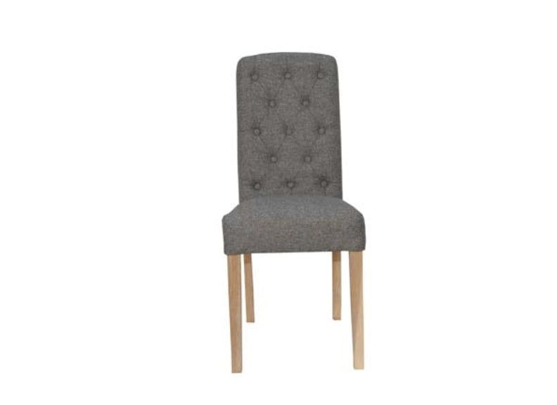 Button Back Fabric Dark Grey Dining Chair - front