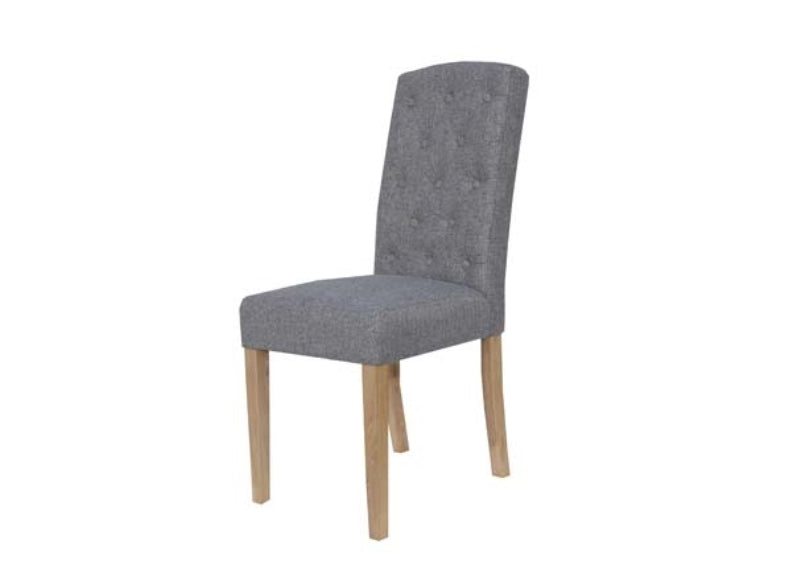 Button Back Fabric Light Grey Dining Chair - 1