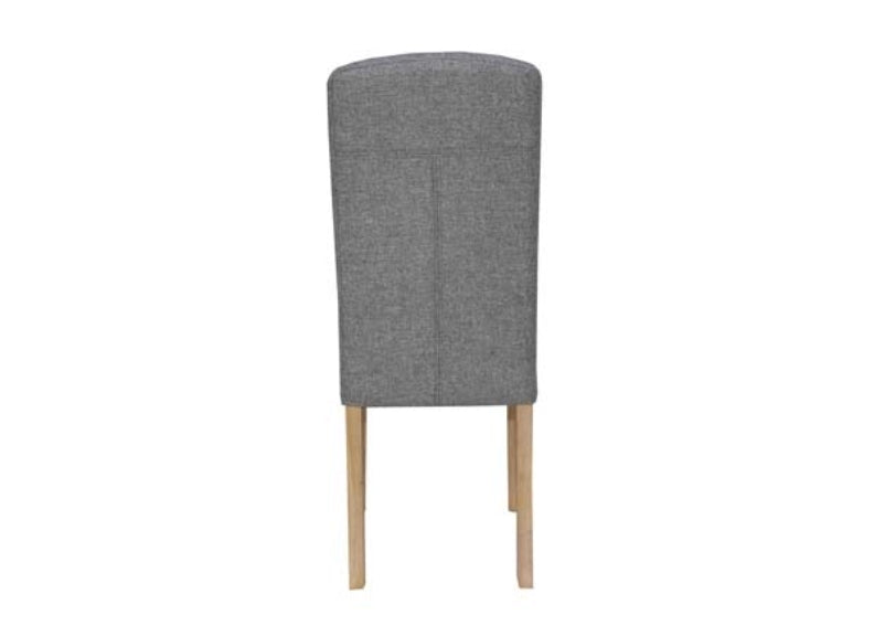 Button Back Fabric Light Grey Dining Chair - rear
