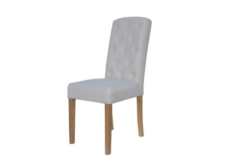 Button Back Fabric Natural Dining Chair - 1