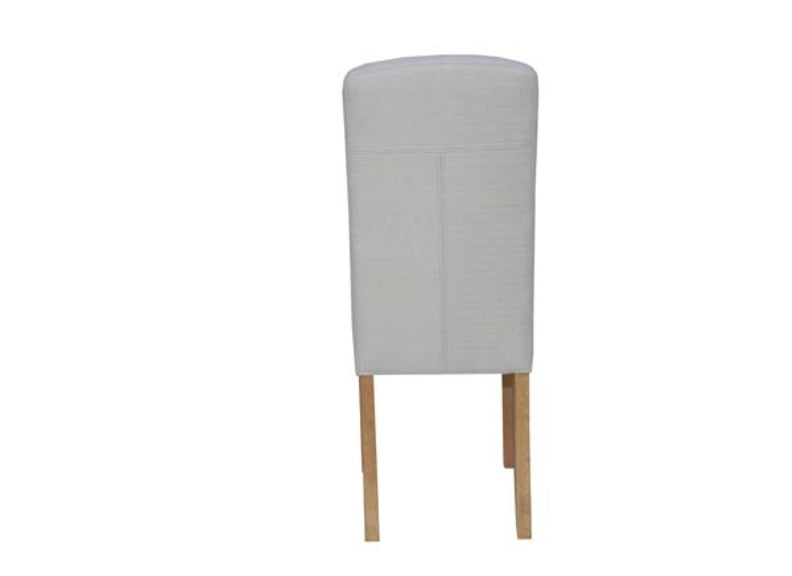 Button Back Fabric Natural Dining Chair - rear