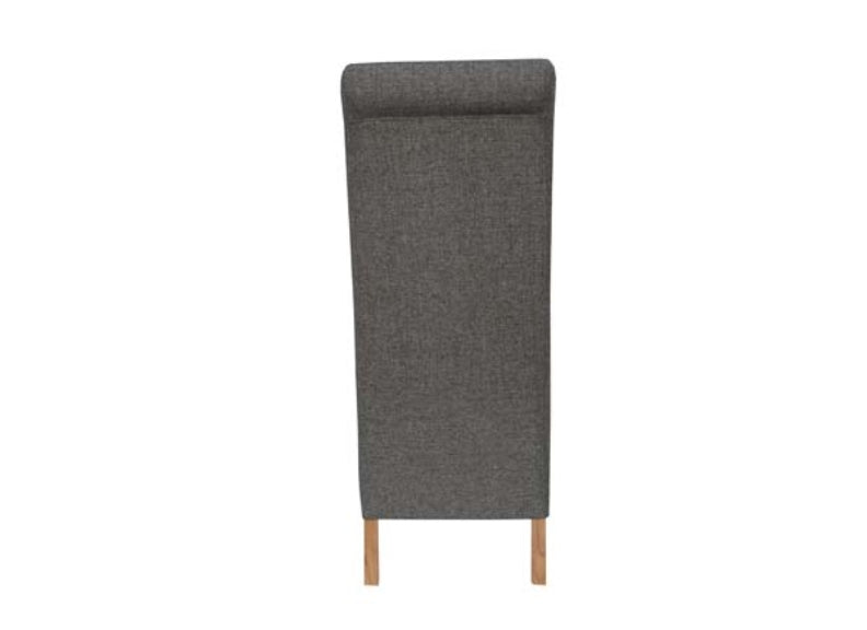 Scroll Back Dark Grey Fabric Chair - rear