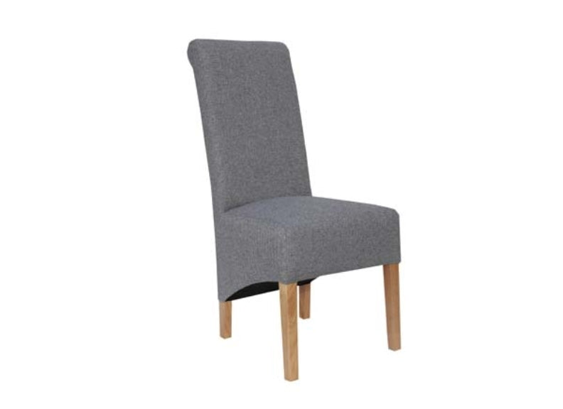 Scroll Back Light Grey Fabric Chair - 1