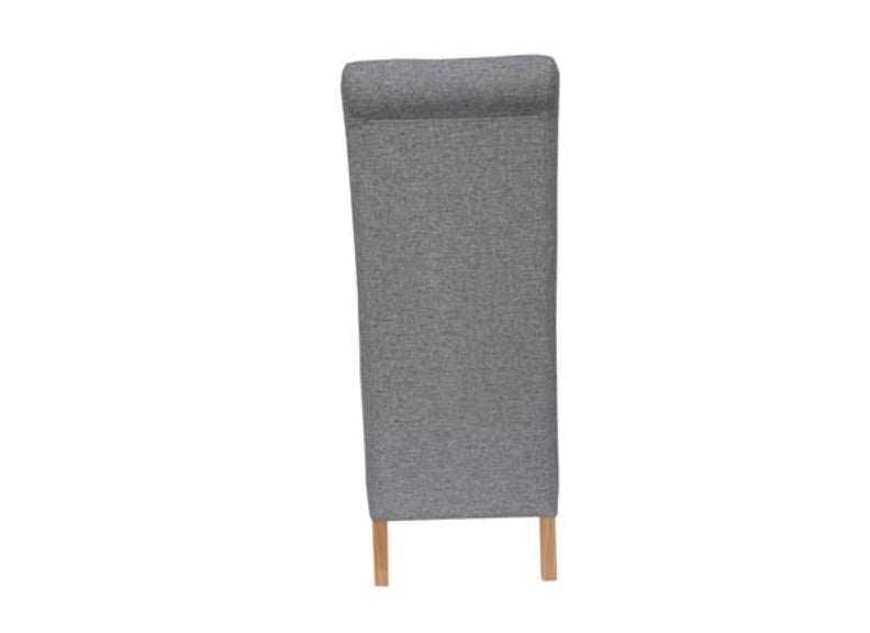 Scroll Back Light Grey Fabric Chair - rear