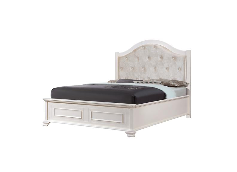 Charlotte Bed Frame – Contemporary Wooden Bed with Fabric Inlay Headboard