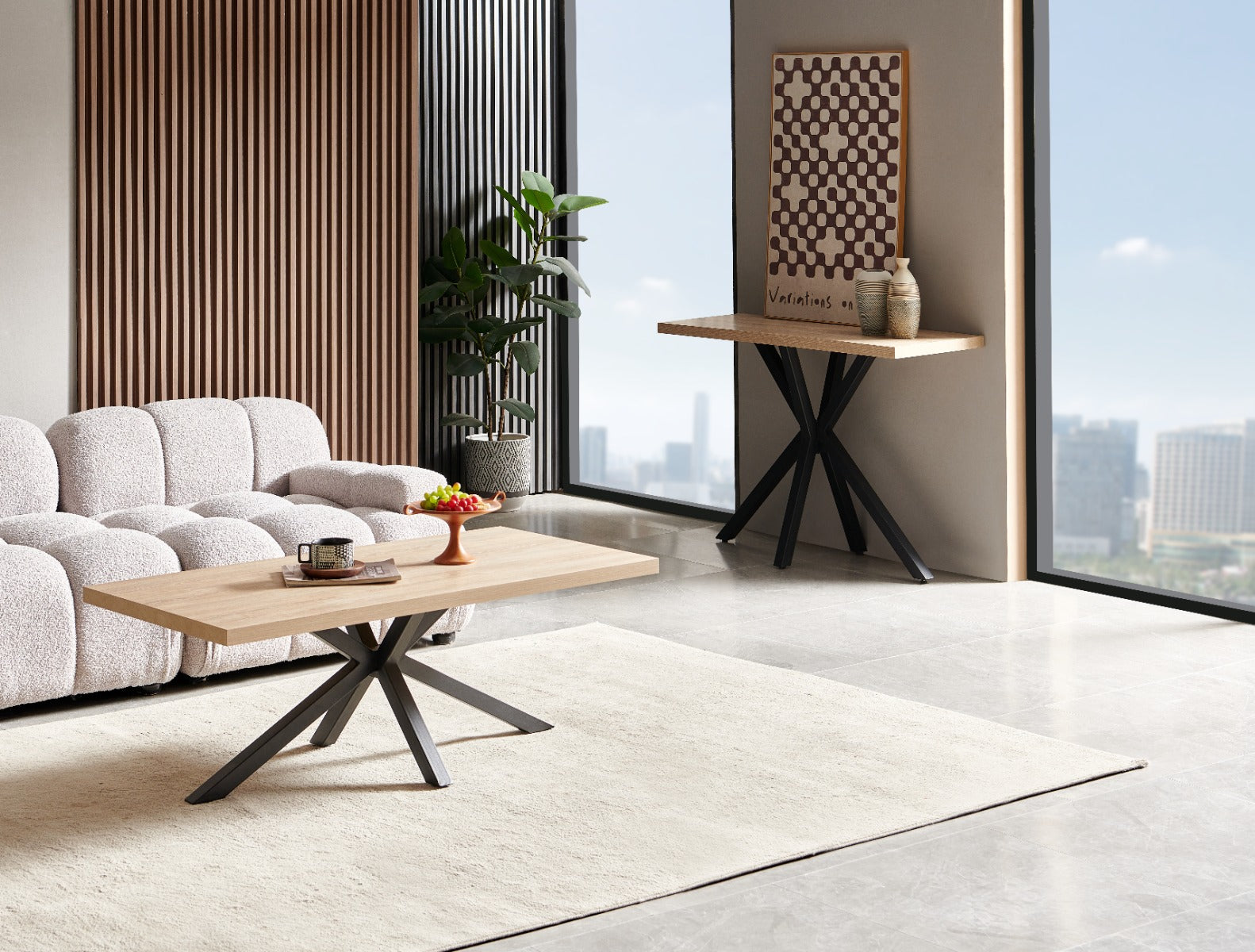 Chrissie Console Table - Modern Oak Console Table for Hallway or Living Room