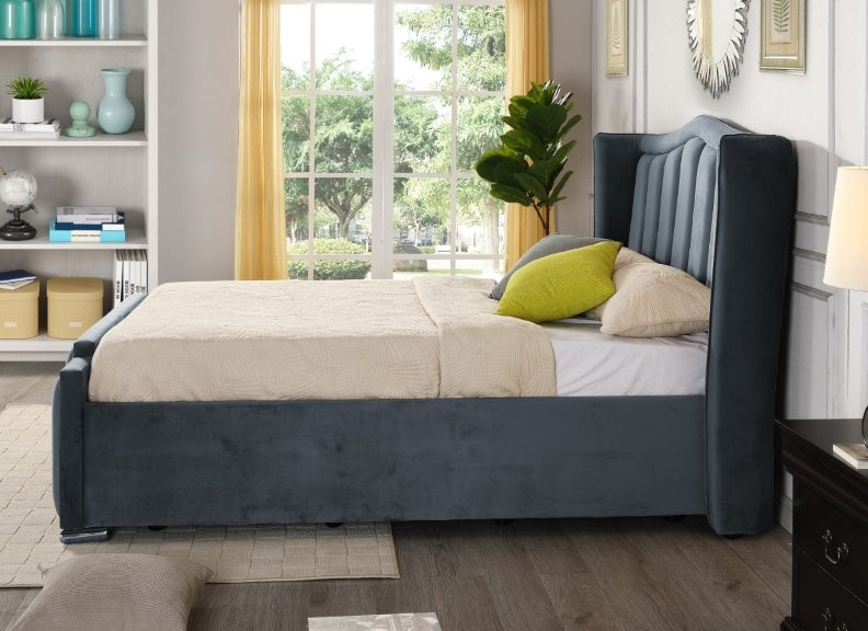 Claire Grey Bed - side