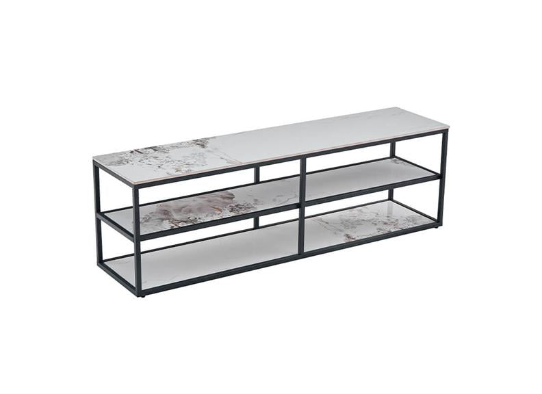 Cody TV Unit 100cm – Black Sintered Stone Top with Metal Frame