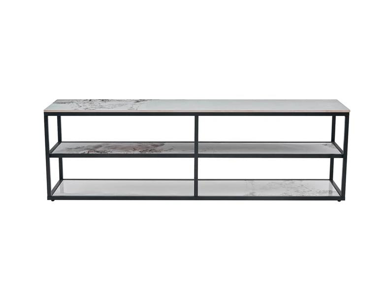 Cody TV Unit 100cm – Black Sintered Stone Top with Metal Frame