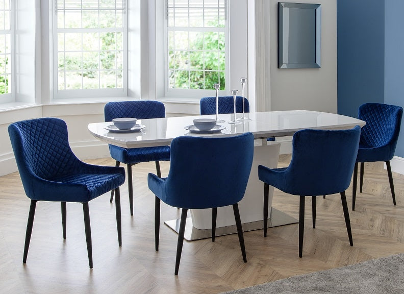 Como Table & Luxe Blue Dining Set