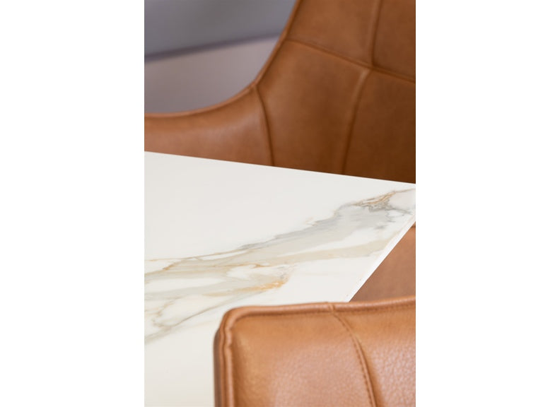 Cora Kass White Dining Table W/Vito PU Chairs