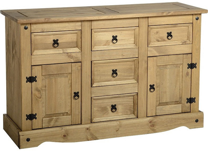 Corona Pine Two Door Five Drawer Sideboard
