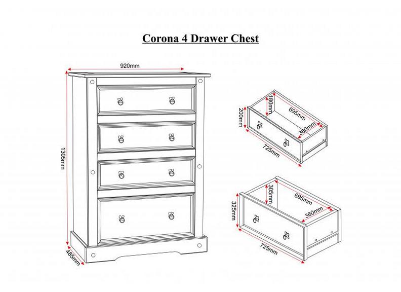 Corona Pine 4 Drw Chest - 1