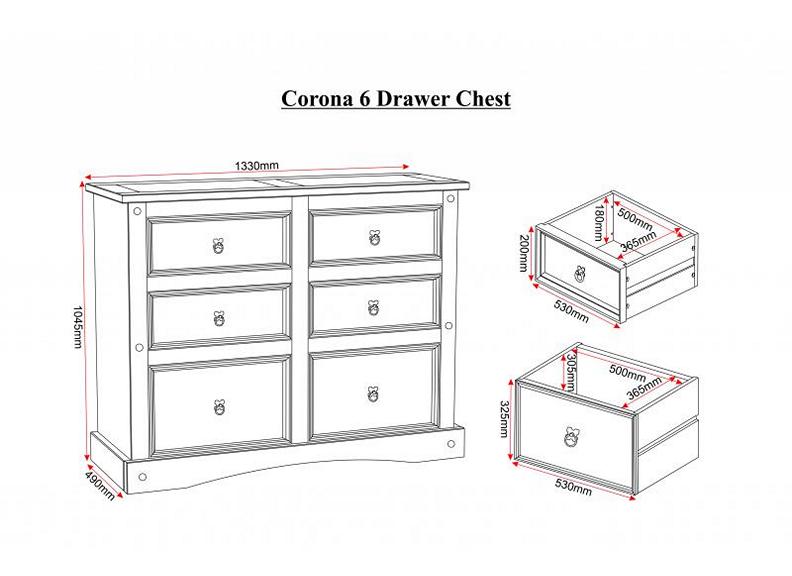 Corona Pine Six Drawer Chest