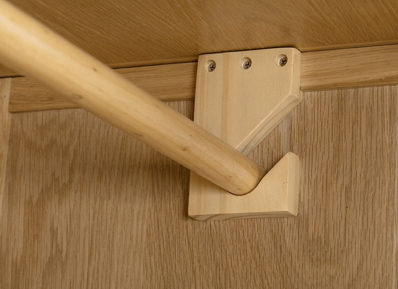 Cotswold Oak 2 Door Wardrobe - hanging rail