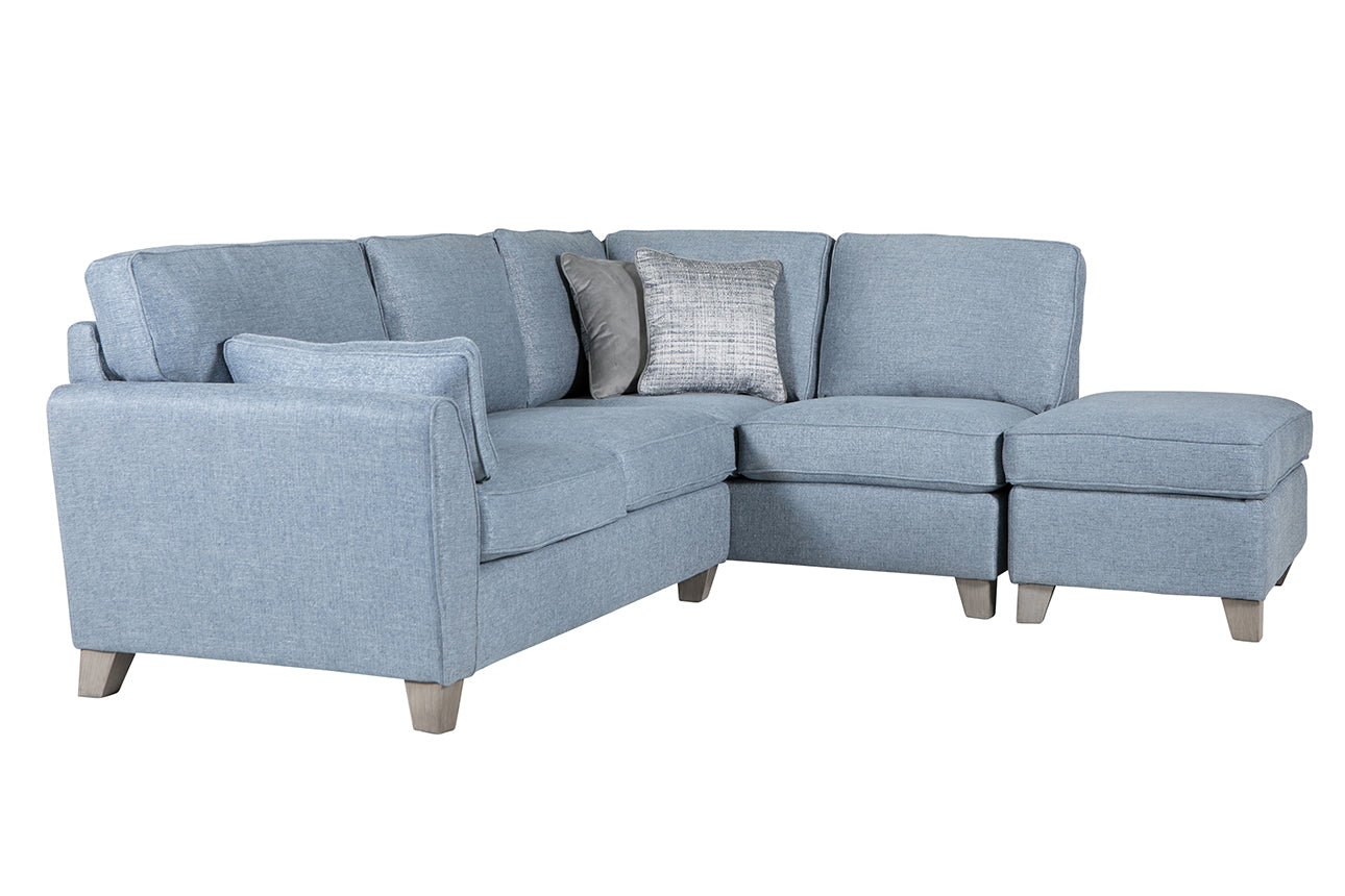 Cantrell Blue Corner Group Sofa with RHF and 2 Scatter Cushions