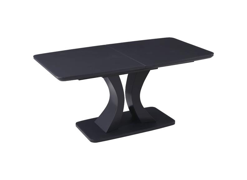 Daiva Extending 1.6m Dining Set – Contemporary Tempered Glass Table in Charcoal