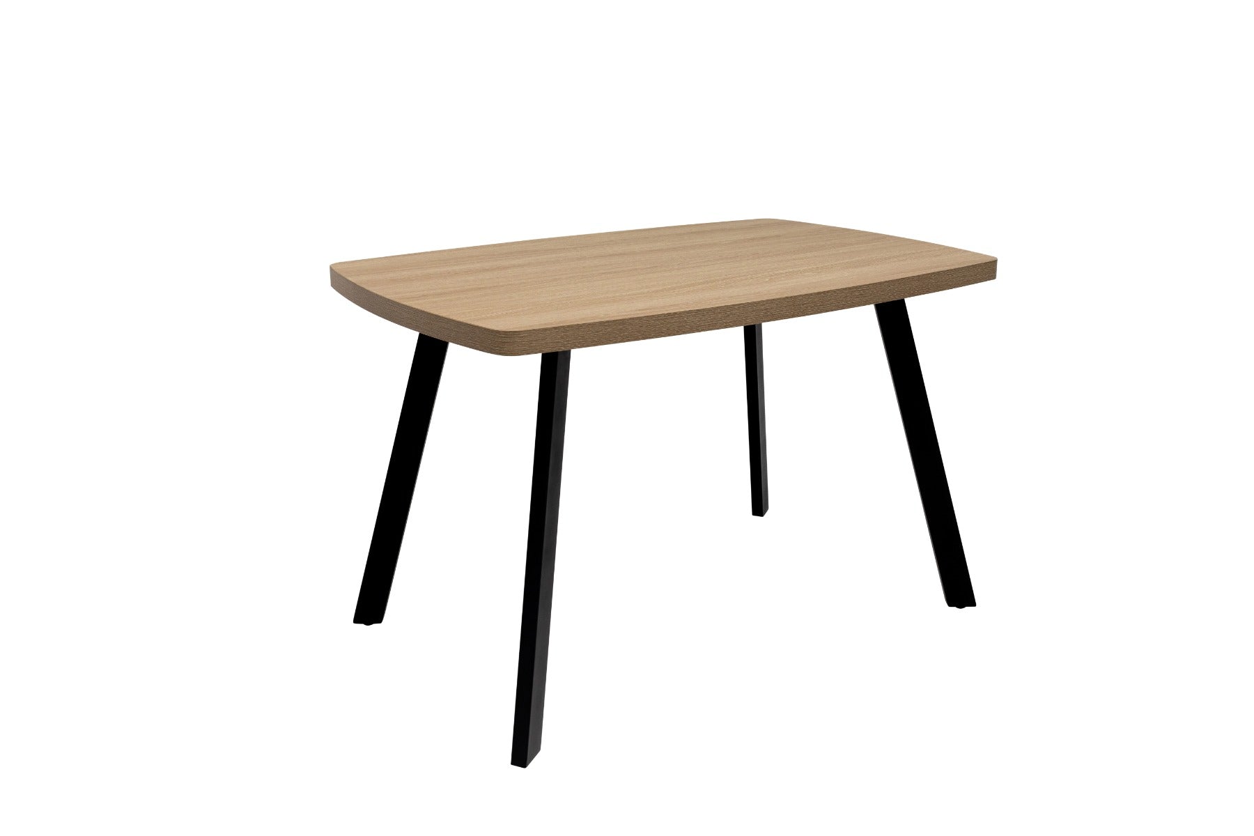Dalton Light Oak Fixed Dining Tables – Contemporary Design with Curved Edges and Black Steel Legs