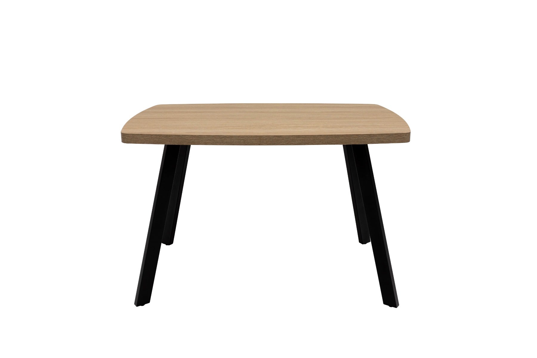 Dalton Light Oak Fixed Dining Tables – Contemporary Design with Curved Edges and Black Steel Legs
