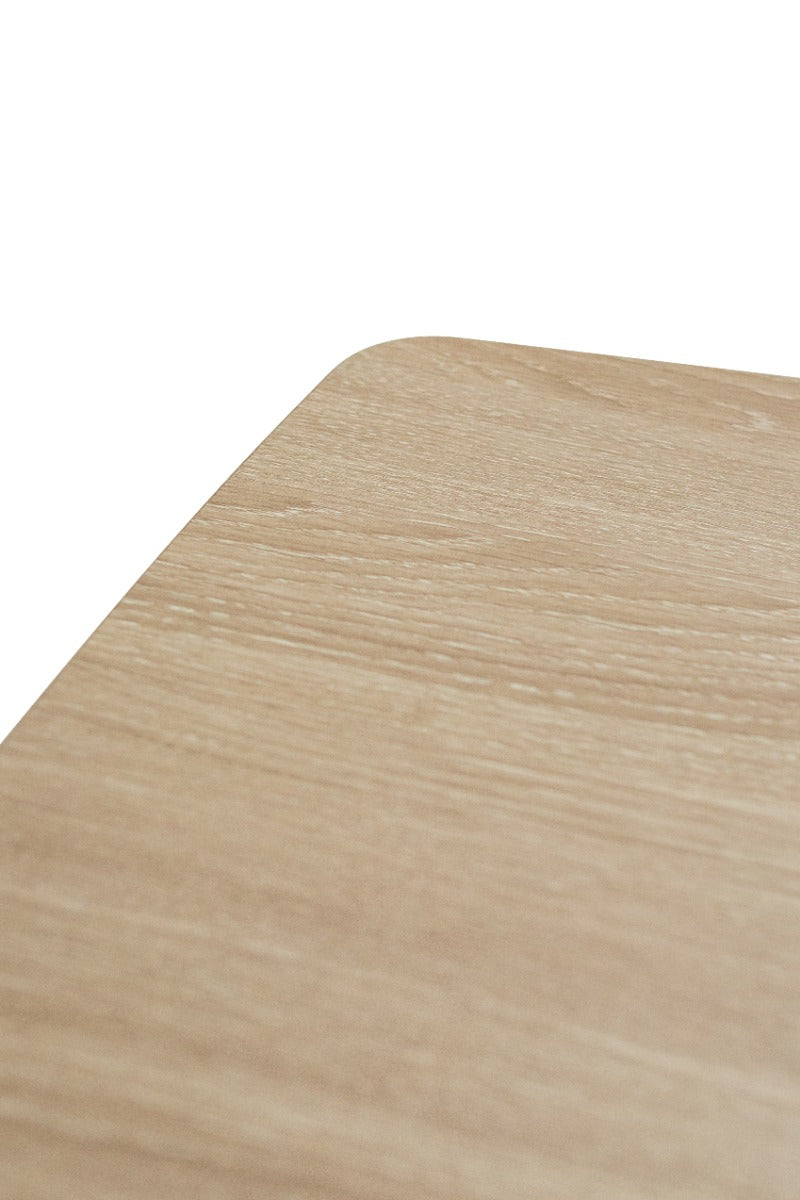 Dalton Light Oak Fixed Dining Tables – Contemporary Design with Curved Edges and Black Steel Legs