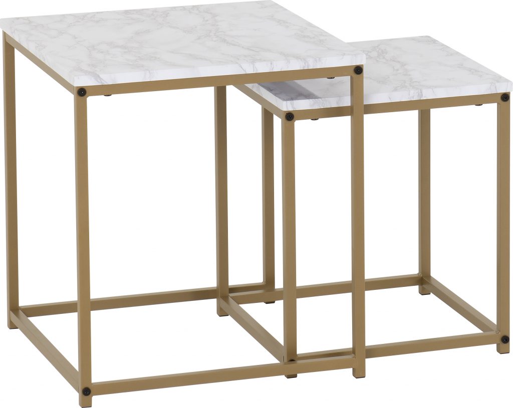 Dallas Nest of 2 Tables Marble/Gold Effect