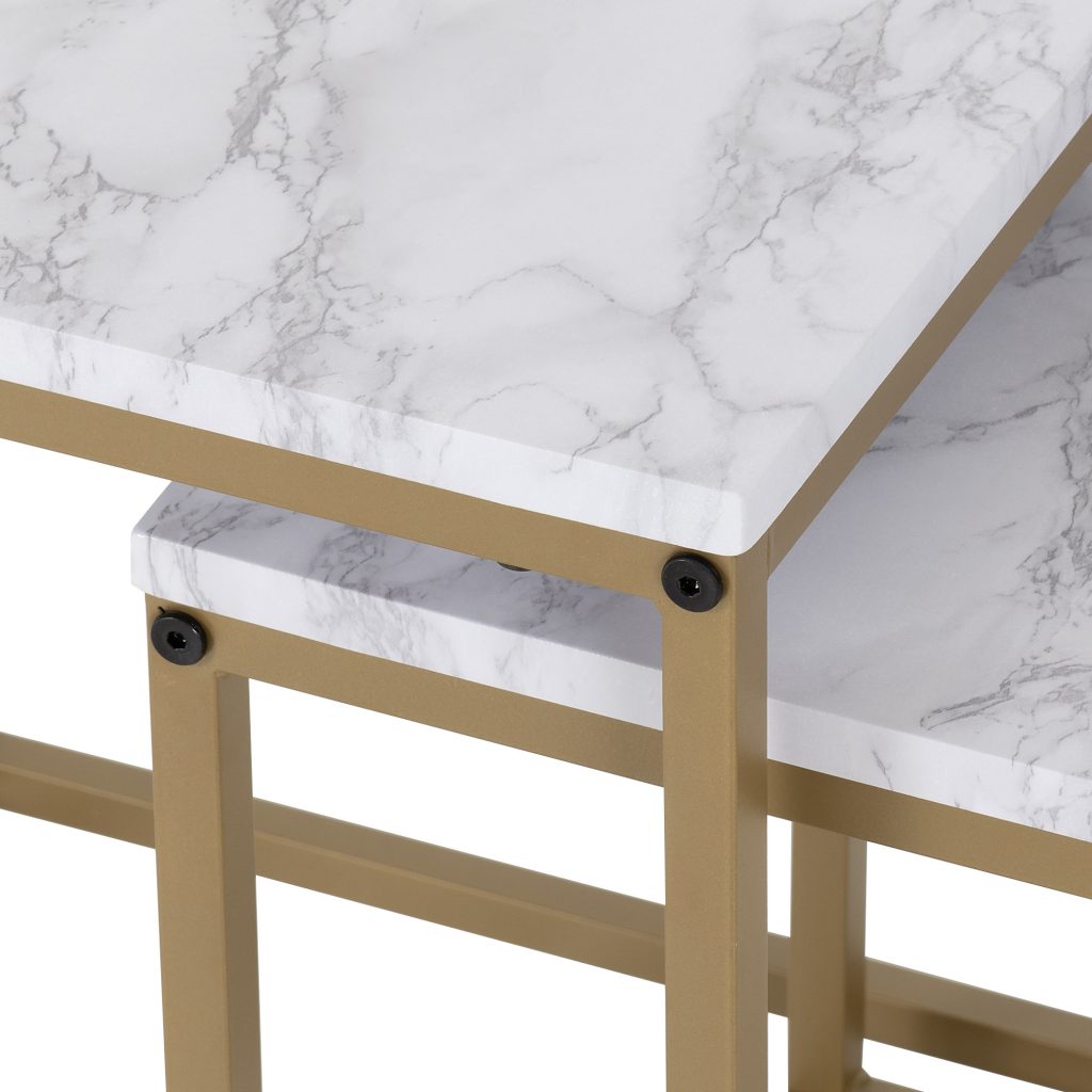 Dallas Nest of 2 Tables Marble/Gold Effect