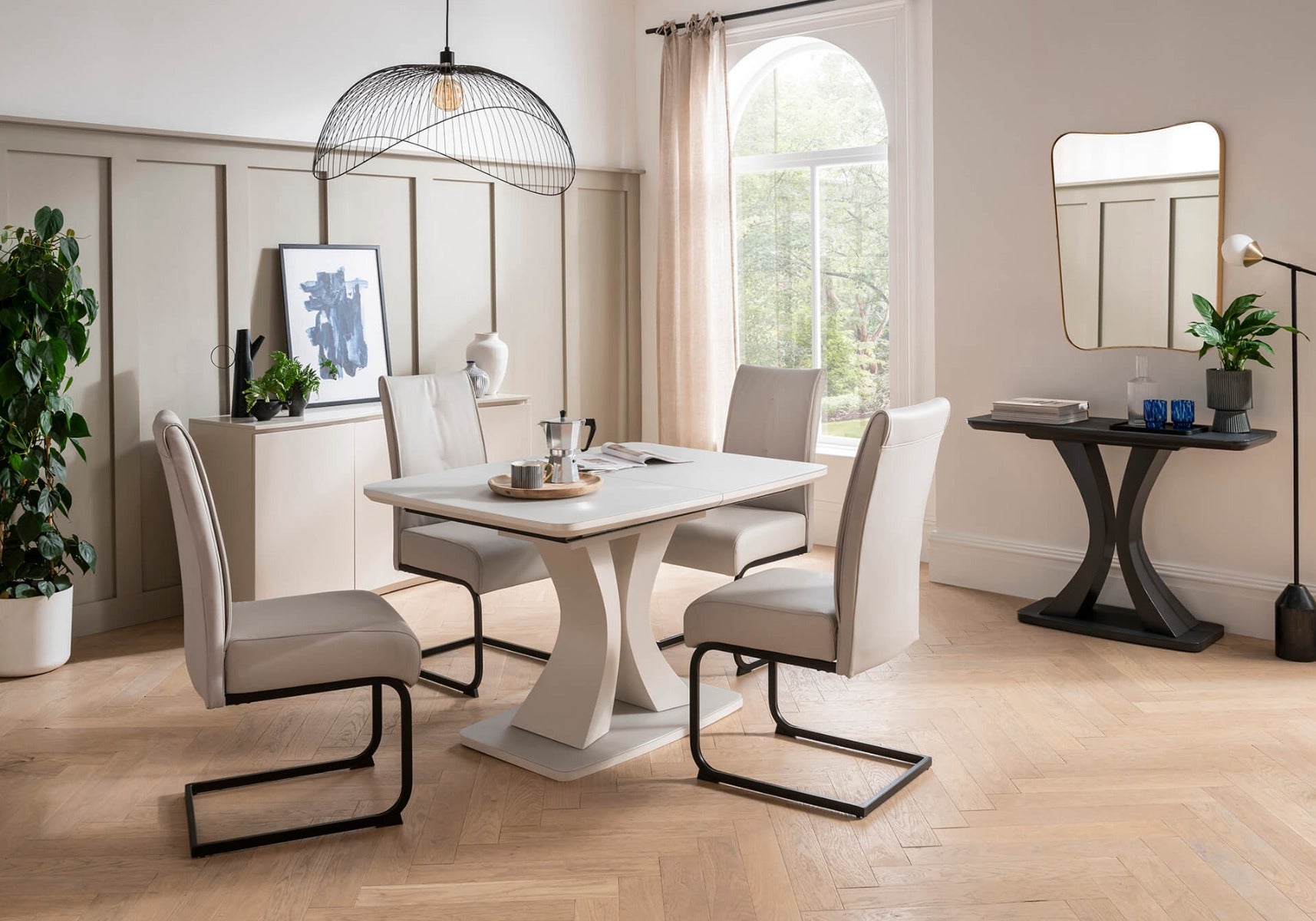 Daiva Dining Chair Natural – Modern Metal Frame with Durable PU Seat