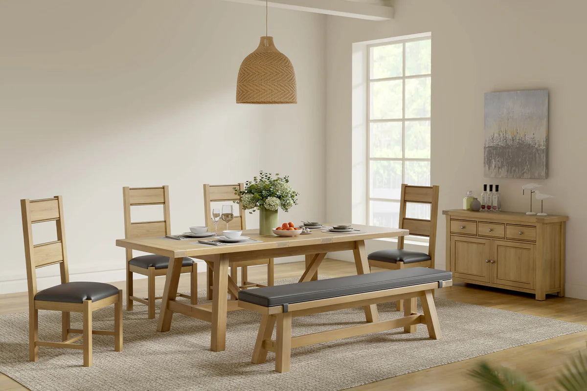 Delaney 190cm Refractory Extending Dining Table – Oak with Smooth Extension Mechanism