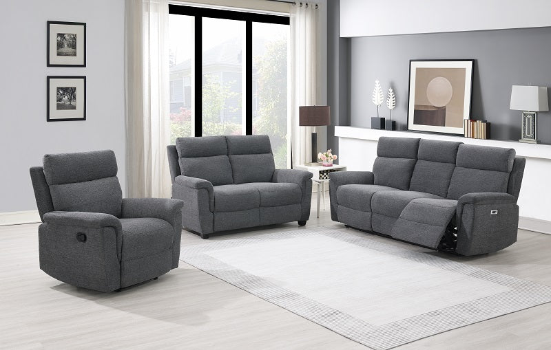 Detroit 2-Seater Power Recliner Sofa - Grey