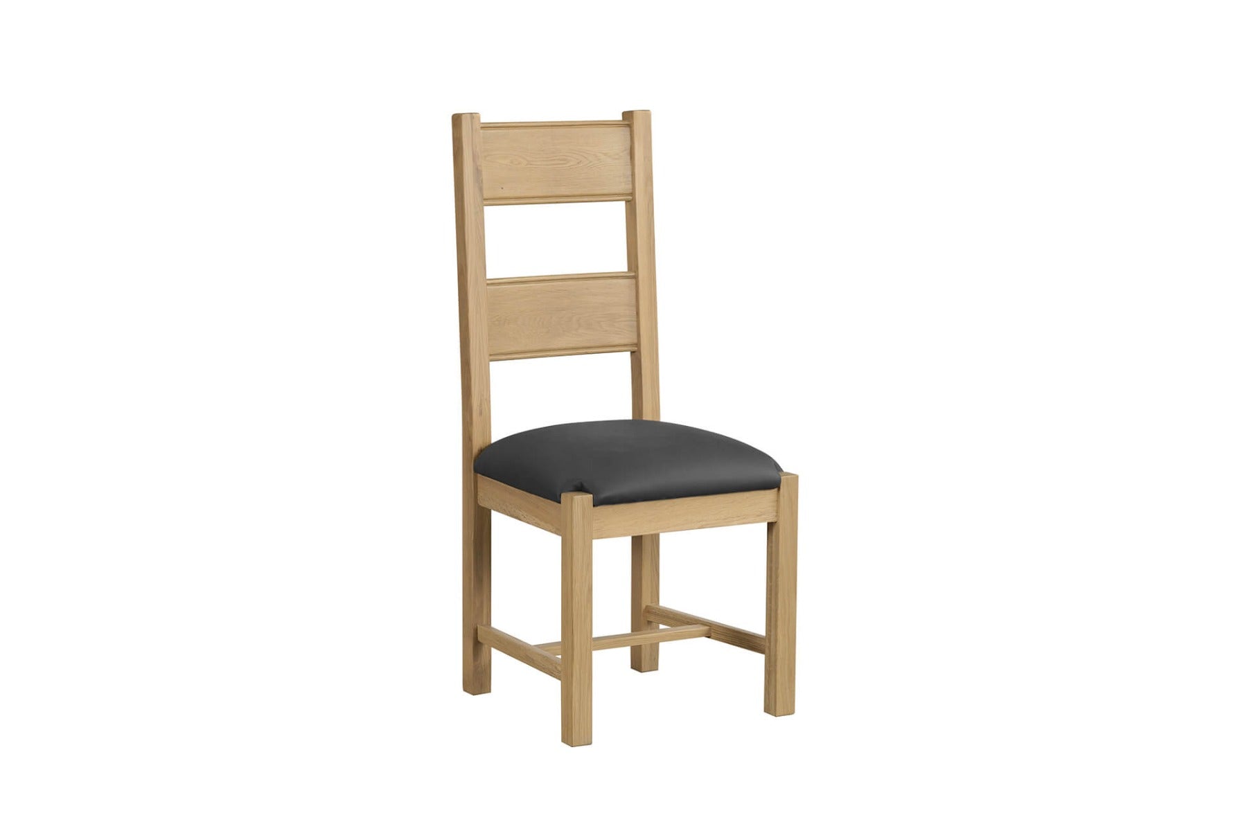 Delaney Dining Chair in Oak with Grey PU Seat – Classic High Back Dining Chair | Free Delivery