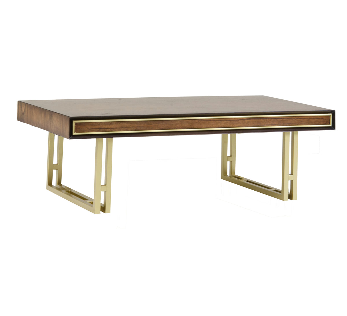 Dubai Coffee Table – Walnut Finish with Gold Detailing