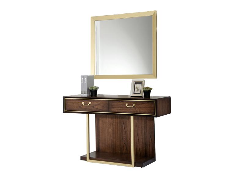 Dubai Dressing Table & Mirror W/Dark Walnut Finish