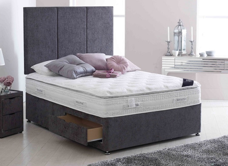 Durabeds 5 ft Standard Divan Base - Fabric Upholstery with Storage Options