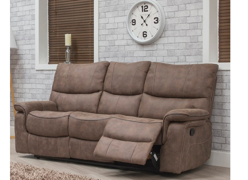 Emilio Hazel Fabric Three Seat Recliner Sofa
