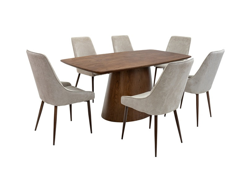 Emory Dining Table W/Jade Fabric Chairs