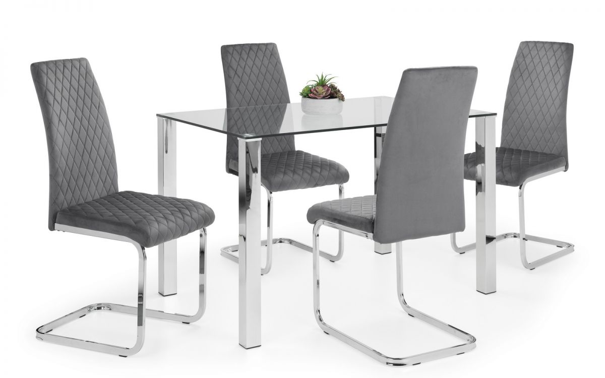 Calabria Grey Velvet Cantilever Dining Chair