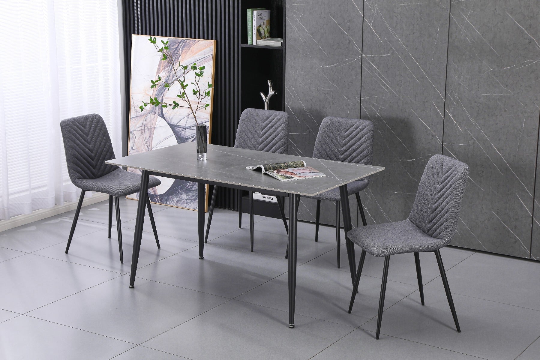 Essen Dining 1.4 Table and 4 Grey Chairs