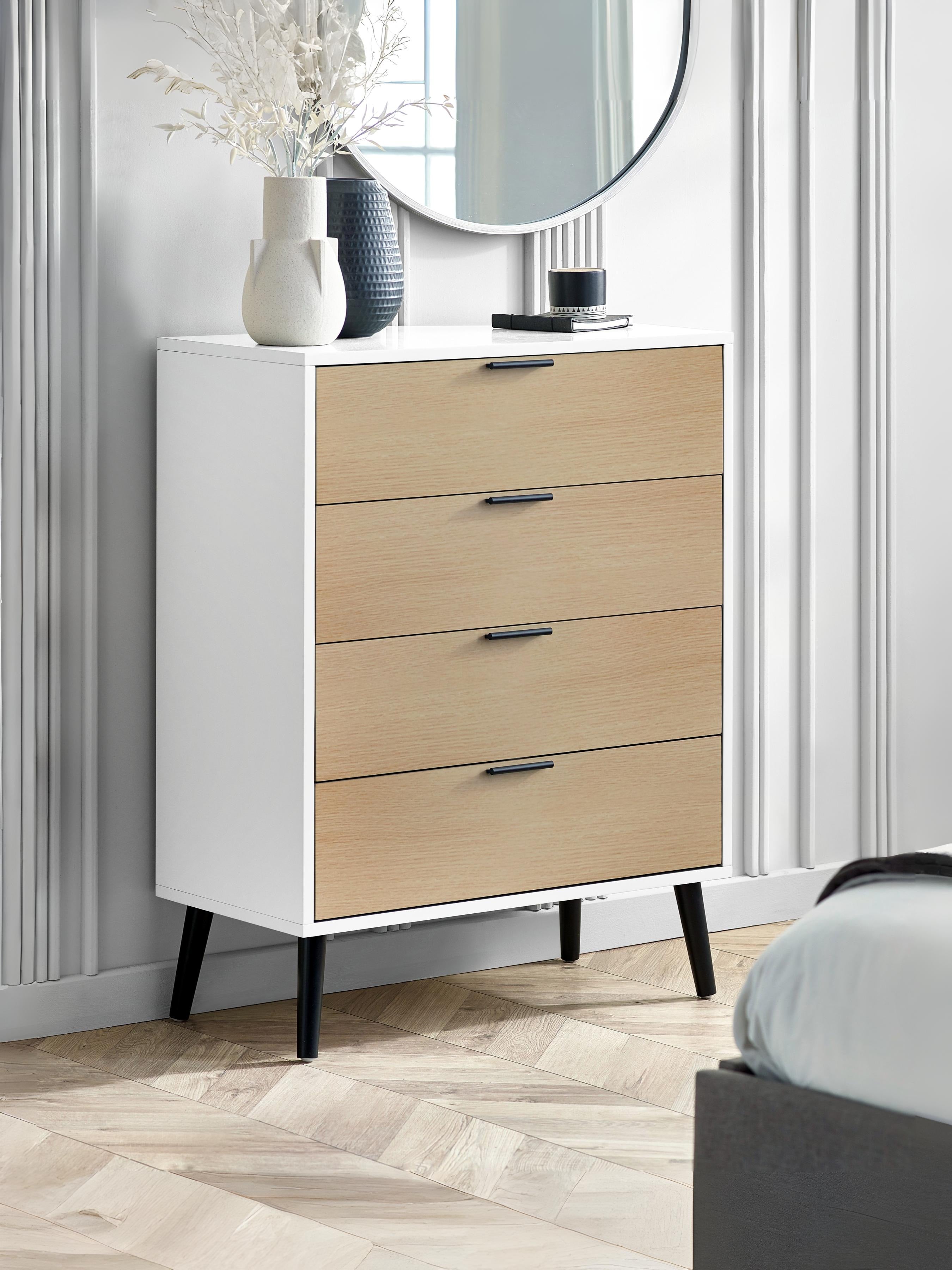 Alba 4 Drawer Wide Chest - White/Oak